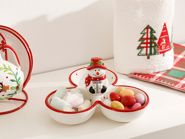 Snowman Aperitif plate 16x16x9 cm