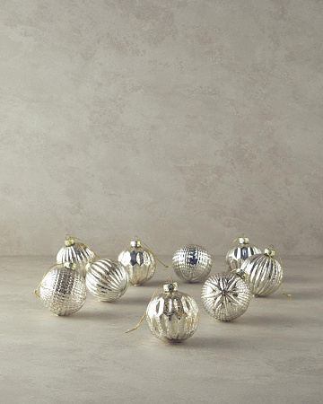 Gold Winter Christmas tree toys 8 cm 9 pcs
