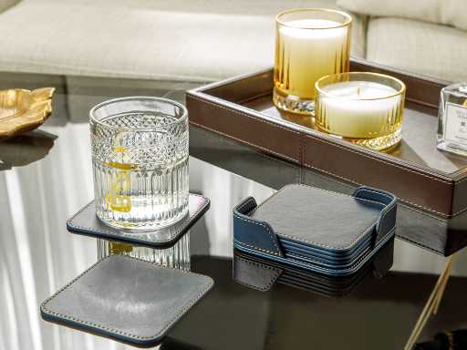 Leather Set of coasters for glasses 10х10 cm 6 pcs